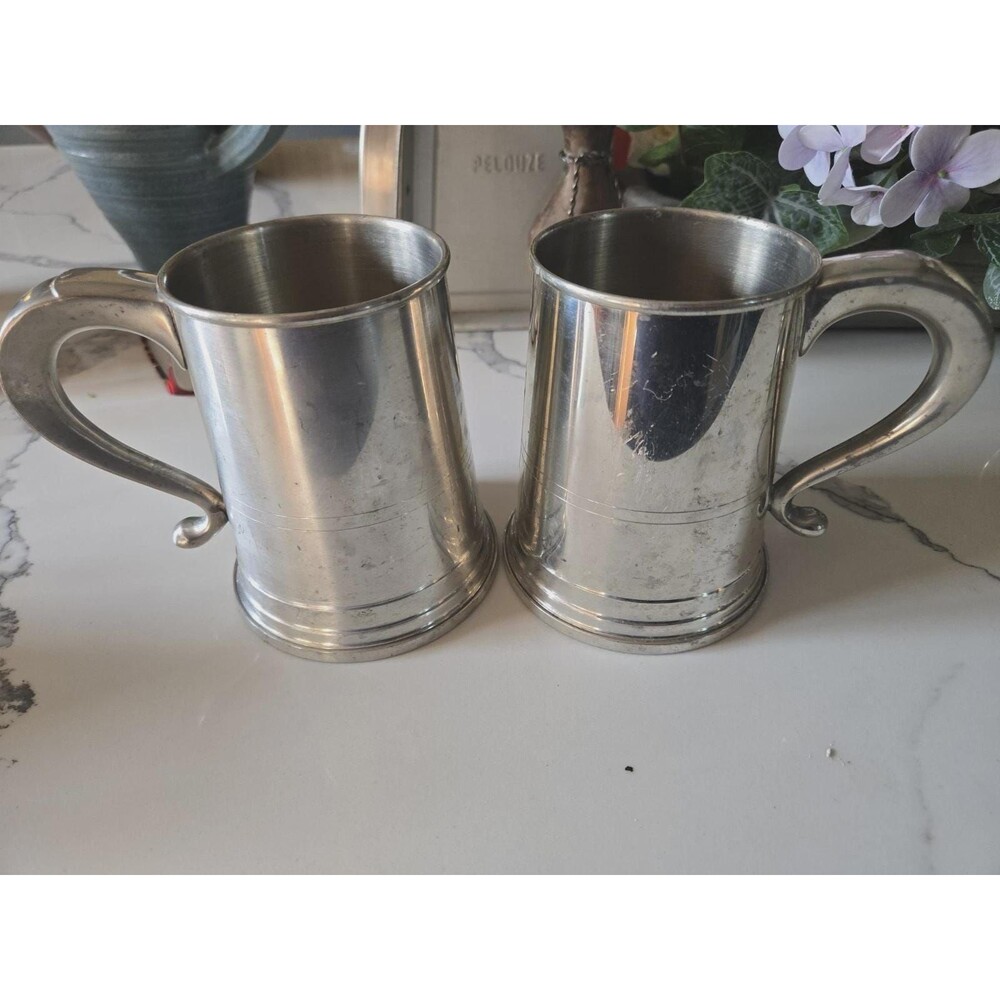 Set of two Woodbury Pewter-DANFORTH TANKARD 3.5" DIA X 5" 22 OZ
